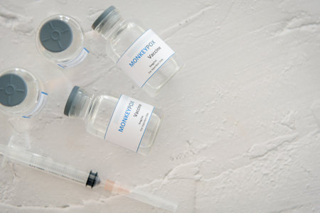 Vaccine vial for Monkeypox or Clade (Smallpox vaccine).の写真素材