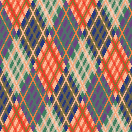 Tartan seamless pattern. Plaid diagonal texture. Fall palette. Vector illustration