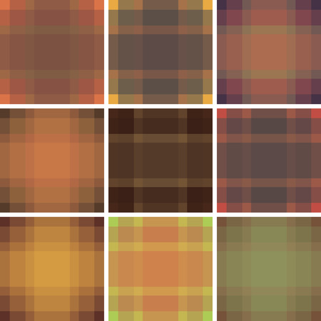 Seamless British pattern background collection. Plaid autumn palette tartan pattern set. Repeated twill texture for fashion fabric, textile design, background for invitation card Vector.のイラスト素材