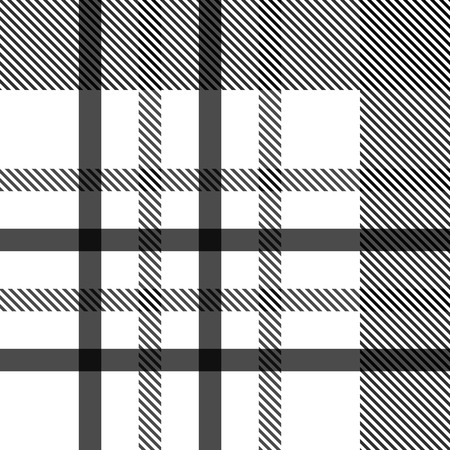 Seamless tartan pattern. repeated plaid twill tile texture. black and white palette vector illustration.のイラスト素材