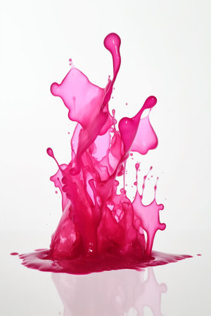 pink paint splashing isolated on white background. close-up shotの素材