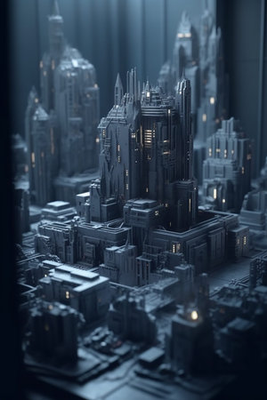 3D illustration of a futuristic city. 3D rendering of a futuristic city.の素材