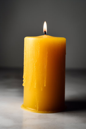 Burning candle on a dark background. Shallow depth of field.の素材