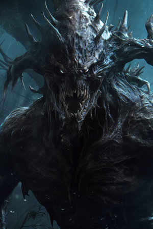 3d rendering of a fantasy dragon in a dark space. digital art.の素材