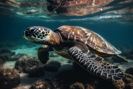 Hawaiian Green Sea Turtle (Chelonia mydas)の素材
