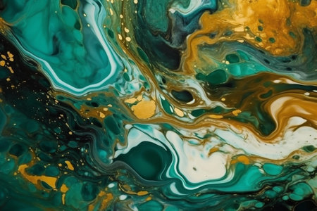 Abstract background of acrylic paint in blue and yellow tones. Liquid marble patternの素材