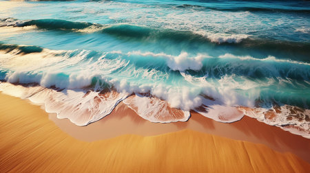 Beautiful seascape with turquoise ocean waves and sandの素材