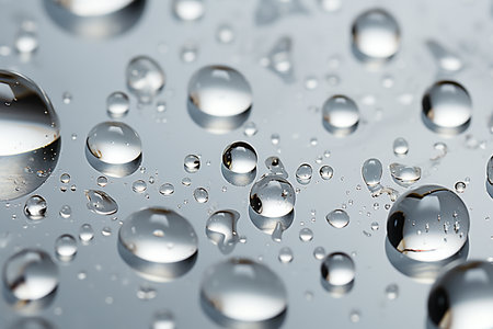 Water drops on a glass surface. abstract background. Close-up.の素材