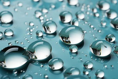 Water drops on glass surface. 3d render. abstract background.の素材