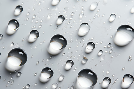 Water drops on a gray background. Close-up. macro.の素材