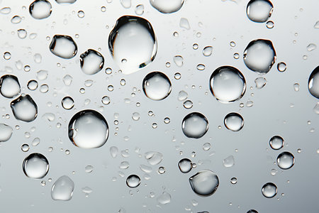 Water drops on glass surface. abstract background. Shallow depth of field.の素材
