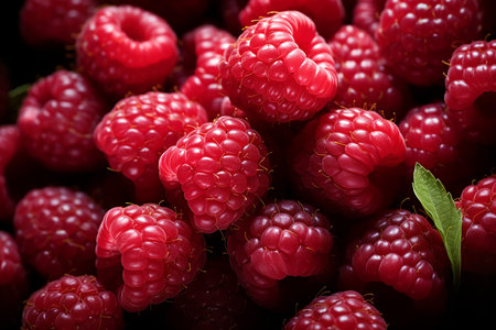 Raspberries background, close-up, selective focus, macroの素材