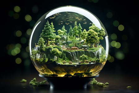 Miniature city in crystal ball. Christmas and New Year concept.の素材