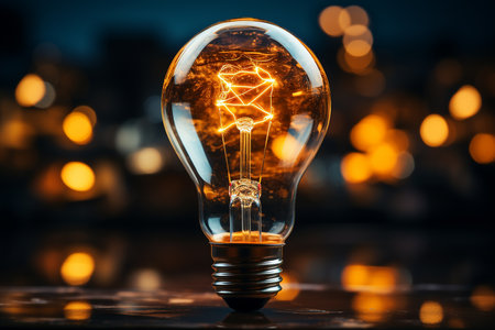 Incandescent light bulb on a dark background. 3d renderingの素材