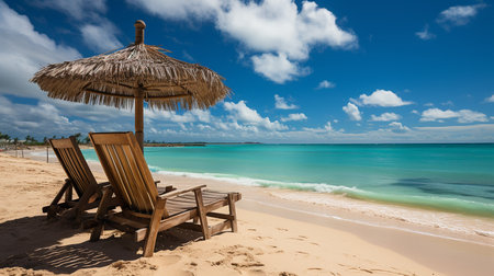 Umbrellas on the beach in Cayo Largo, Cubaの素材