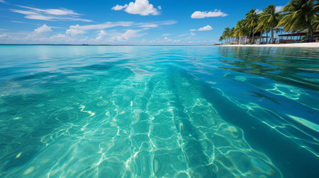 Beautiful tropical Maldives island with beach and sea for nature backgroundの素材