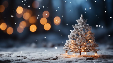 Christmas and New Year holidays background. Festive decoration on bokeh background.の素材