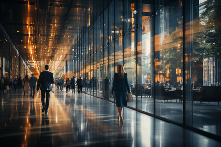 Business people walking in the corridor of the modern office building. Business conceptの素材