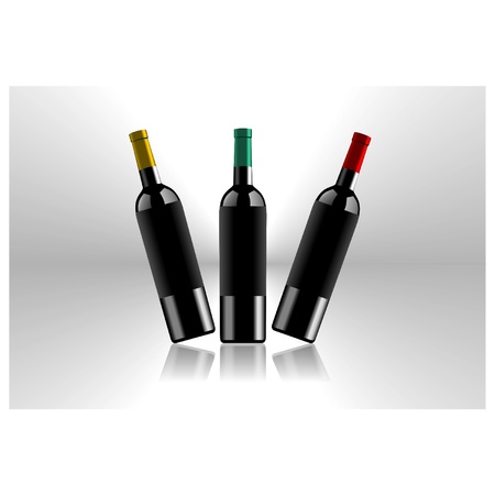 three wine bottle vectorのイラスト素材