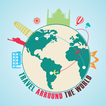 World travel flat design vector illustrationのイラスト素材