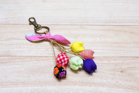 Handmade Keychain Tulip made from cotton.の写真素材