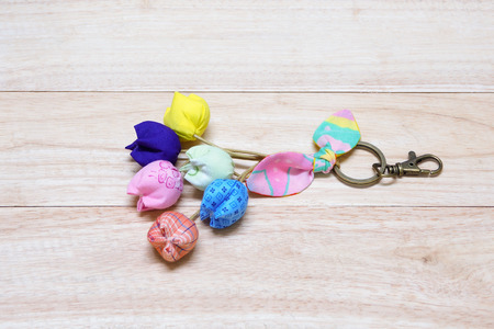 Handmade Keychain Tulip made from cotton.の写真素材