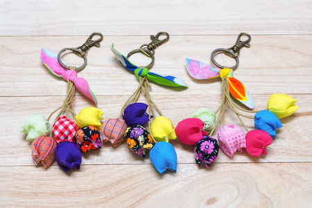 Handmade Keychain Tulip made from cotton.の写真素材