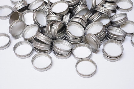 Bottle silver cap on a white background.の写真素材