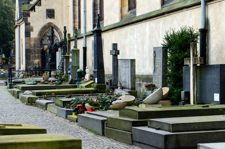 view of the grave at the cemetery in Prague