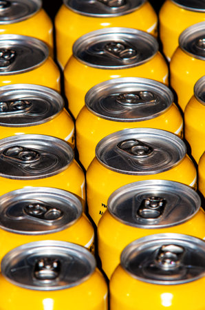 series of metal beverage cans