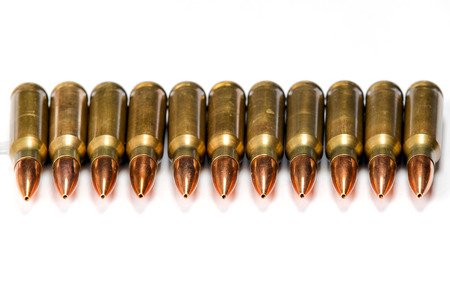 Group several rifle cartridges with reflectionsの写真素材