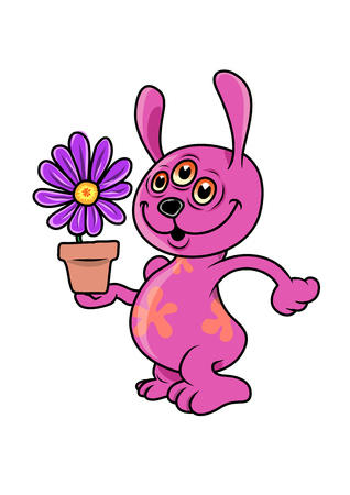 Mutant rabbit gets a flowerのイラスト素材