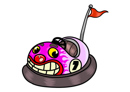 Funny cartoon bumper car. Vector illustrationのイラスト素材