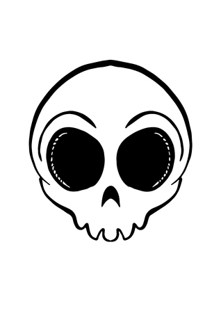 Iconic round skull in black and white. Vector illustrationのイラスト素材