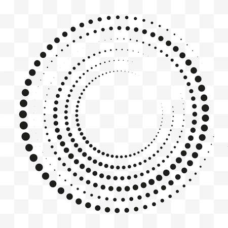 Design element for comic books, frame, logo, posters. Radial speed lines. Halftone dots in circle form. Vector illustration.のイラスト素材