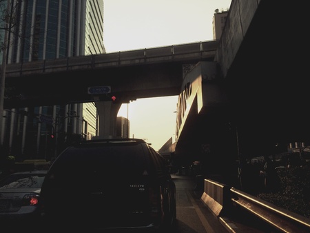 Traffic jam in Bangkok Thailand.の素材
