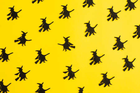 Creative orange pattern made of witches. Minimal flat lay.の写真素材
