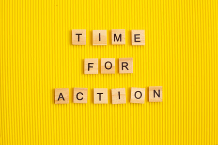 Time for Action from Wooden blocks with lettering conceptの写真素材