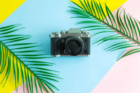 Old c on color background. Summer concept.の写真素材