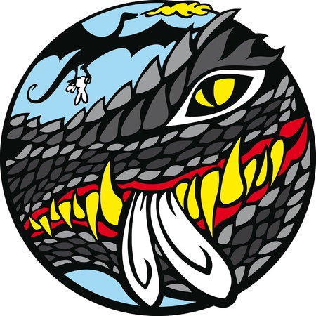 Black Dragon VS White Rabbit. Your time is gone, Rabbit! Welcome, Dragon!のイラスト素材