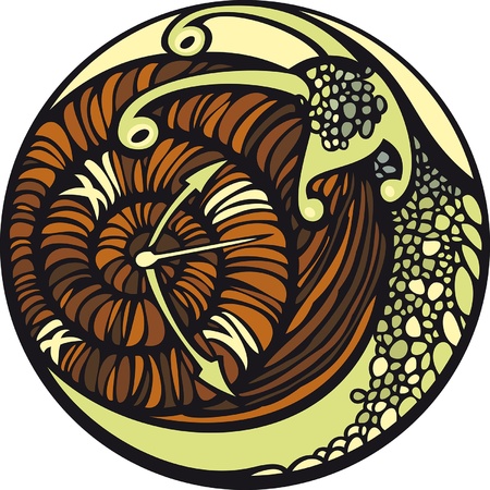 Snail and the time. Snail moves so slowly... And it seems, that time is stopped.のイラスト素材