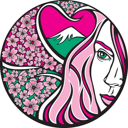 Japanese cherry  Spring time is coming  I see in my dreams that trees blossoms in my garden  It seems to me the spring begins the procession around the world, when a cherry blossoms in Japan  のイラスト素材