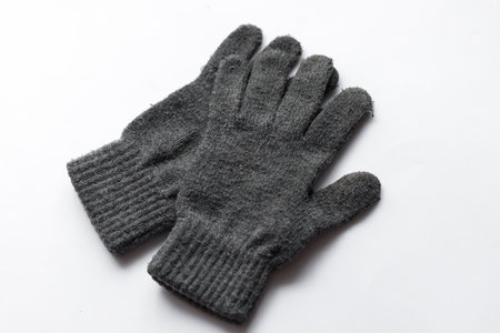 white gloves. Gloves on a white background. close up. COPY SPACE.の写真素材