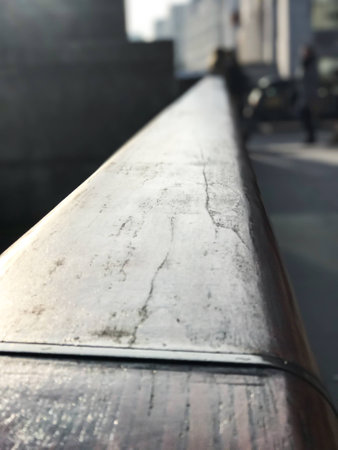 Wooden railing at the side of Riverside Terraceの写真素材