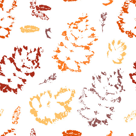 Vector seamless pattern autumn hand drawn leavesのイラスト素材