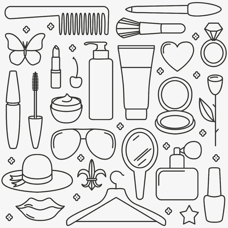 Seamless vector pattern - Woman cosmeticsのイラスト素材