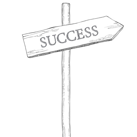 Hand drawn vector illustration. Pointer with the word "success"のイラスト素材