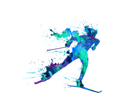 Ridge ski course. Skiingのイラスト素材
