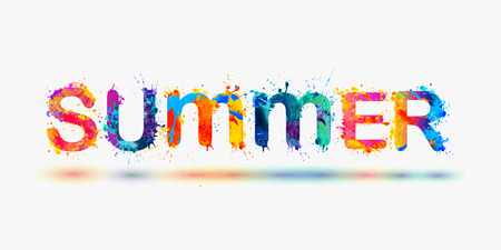 SUMMER. Rainbow splash paint wordのイラスト素材