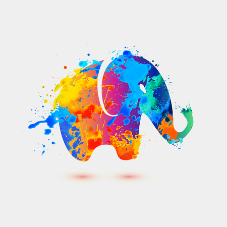 Elephant. Rainbow splash iconのイラスト素材